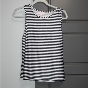 Pink Lily Blue and White Fitted Sleeveless Tank Top